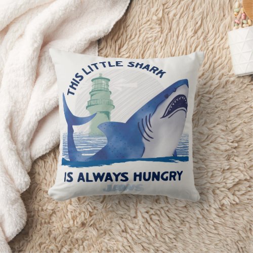 Infant Jaws This Little Shark Is Always Hungry Throw Pillow