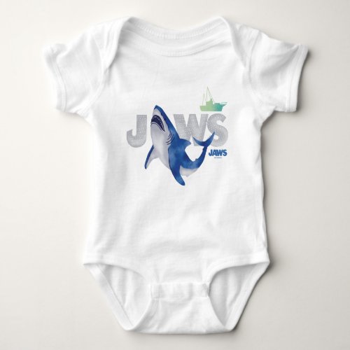 Infant Jaws Watercolor Shark  Boat Baby Bodysuit