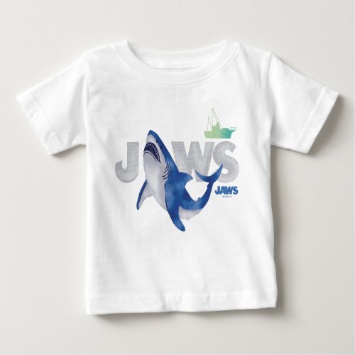 Infant Jaws Watercolor Shark  Boat Baby T_Shirt