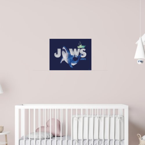 Infant Jaws Watercolor Shark  Boat Poster