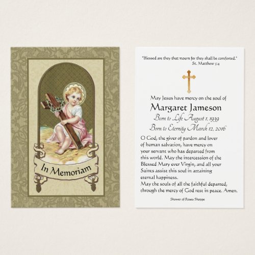 Infant Jesus Catholic Funeral Memorial Holy Card _