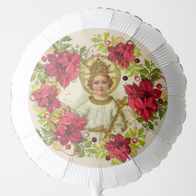 Infant Jesus Christmas Poinsettia Catholic Balloon (Front)