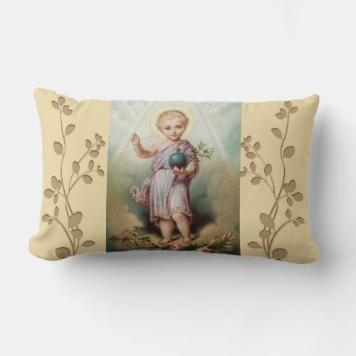 Infant Jesus holding the world Lumbar Pillow