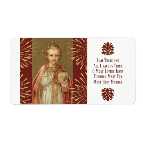 Infant Jesus of Prague Prayer Label