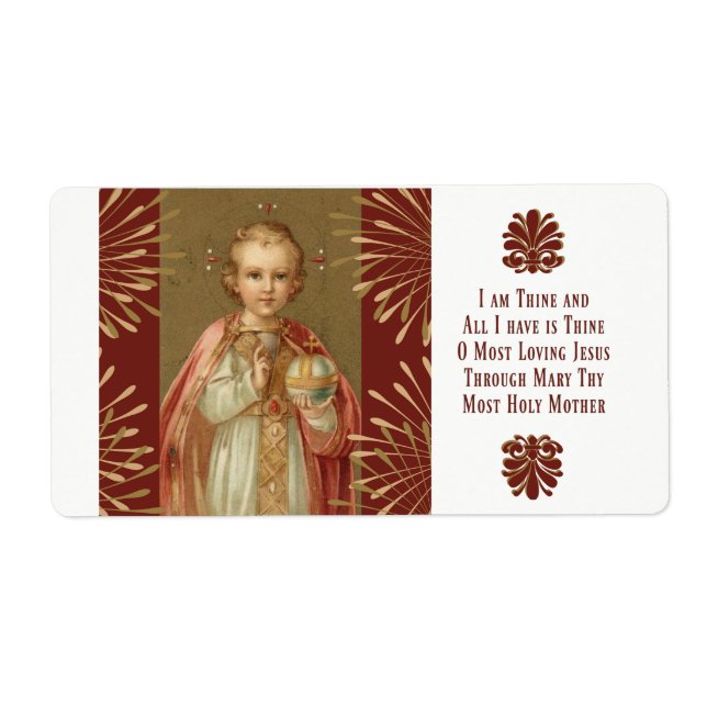 Infant Jesus of Prague Prayer Label (Front)