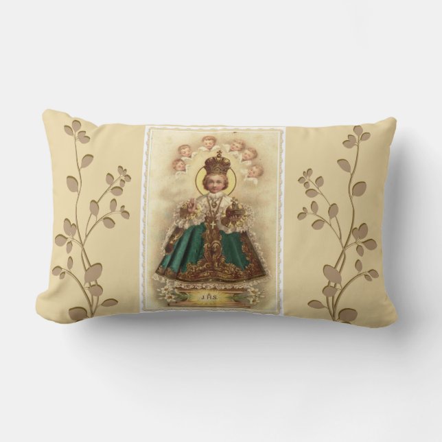 Infant Jesus of Prague w/angels Lumbar Pillow (Front)