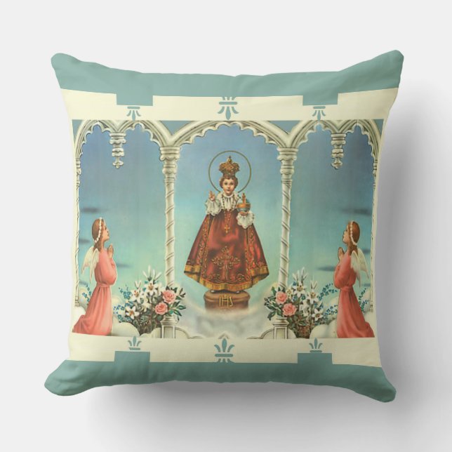 Infant Jesus of Prague w/angels Throw Pillow (Front)