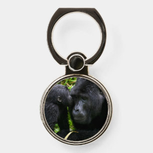 Infant Mountain Gorilla Kisses Silverback Gorilla Phone Ring Stand