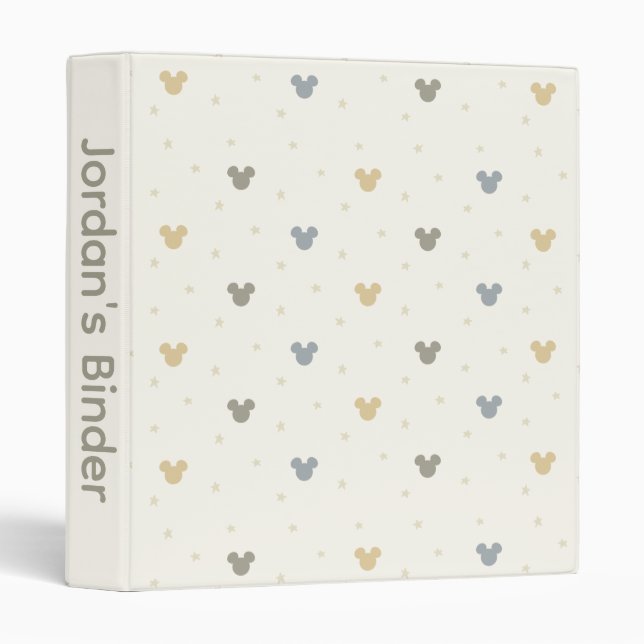 Infant Pastel Mickey Mouse Icon and Star Pattern 3 Ring Binder (Front/Spine)