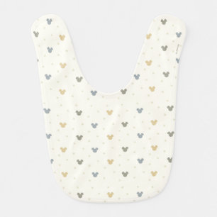 Infant Pastel Mickey Mouse Icon and Star Pattern Baby Bib