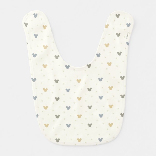 Infant Pastel Mickey Mouse Icon and Star Pattern Baby Bib (Front)