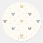 Infant Pastel Mickey Mouse Icon and Star Pattern Classic Round Sticker