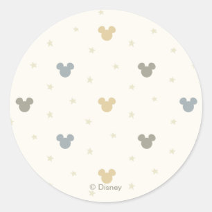 Infant Pastel Mickey Mouse Icon and Star Pattern Classic Round Sticker