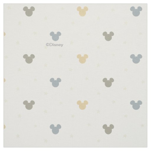 Infant Pastel Mickey Mouse Icon and Star Pattern Fabric