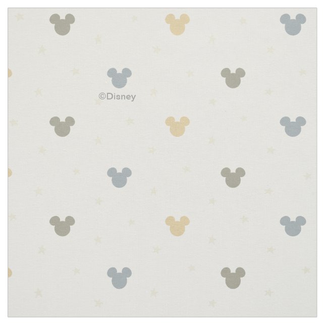 Infant Pastel Mickey Mouse Icon and Star Pattern Fabric (Swatch)