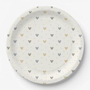 Infant Pastel Mickey Mouse Icon and Star Pattern Paper Plates