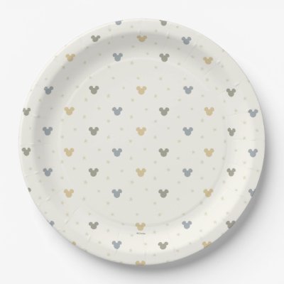 Infant Pastel Mickey Mouse Icon and Star Pattern Paper Plates