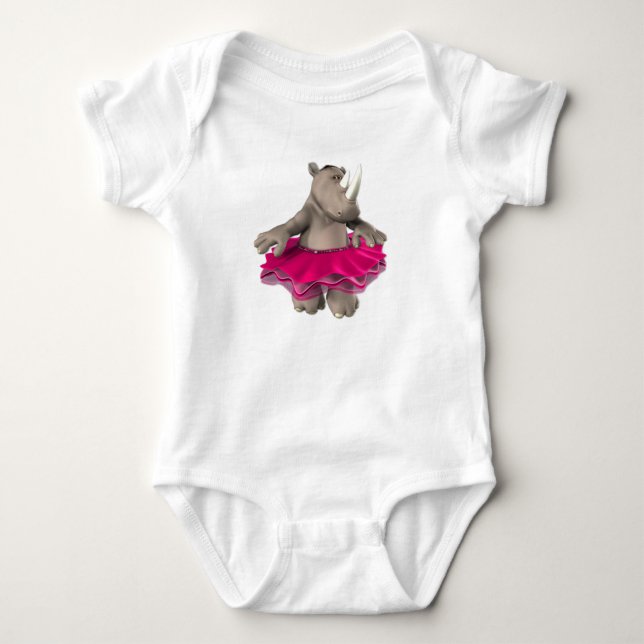 Infant Rhino White T-Shirt Baby Bodysuit (Front)