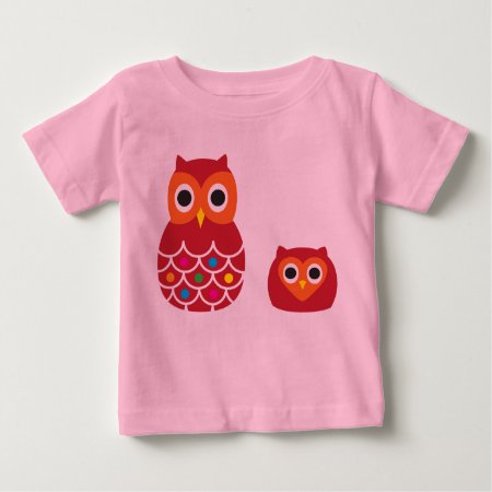Infant T-shirt, Pink, Red Owls Baby T-shirt