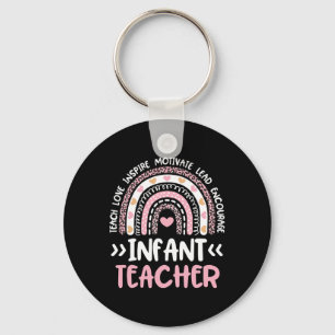Infant Teacher Cute Tie Dye Rainbow Heart Daycare  Keychain