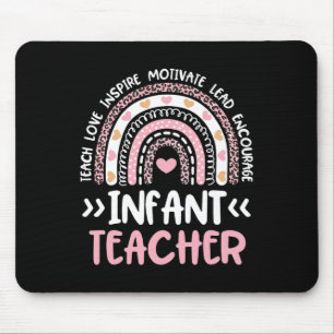 Infant Teacher Cute Tie Dye Rainbow Heart Daycare Mouse Pad