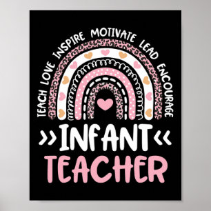Infant Teacher Cute Tie Dye Rainbow Heart Daycare  Poster