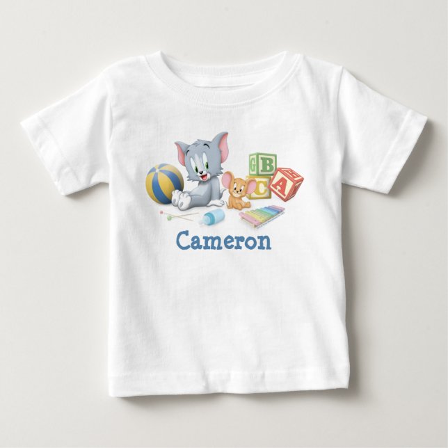 Infant Tom and Jerry Playing With Toys Baby T-Shirt (Front)