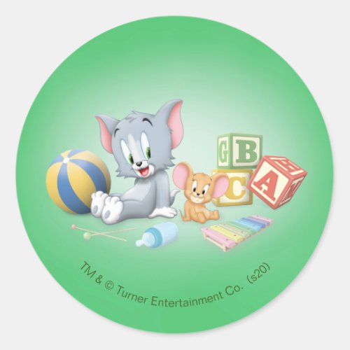 Infant Tom and Jerry Playing With Toys Classic Round Sticker