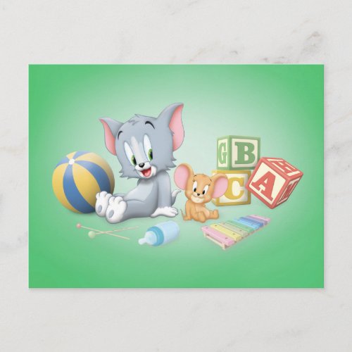 Infant Tom and Jerry Playing With Toys Invitation Postcard