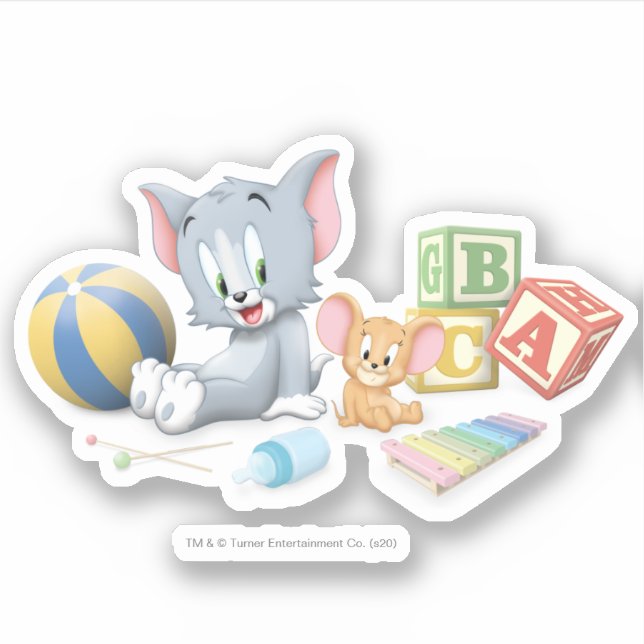 Infant Tom and Jerry Playing With Toys Sticker (Front)