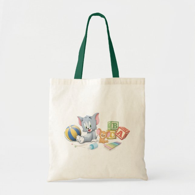 Infant Tom and Jerry Playing With Toys Tote Bag (Front)