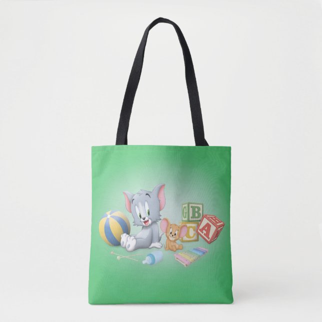 Infant Tom and Jerry Playing With Toys Tote Bag (Front)