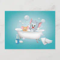 Infant Tom and Jerry Taking a Bath Invitation Postcard