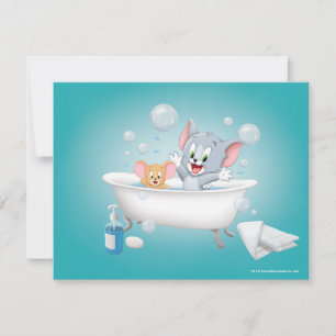 Infant Tom and Jerry Taking a Bath Note Card