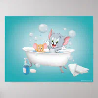 Infant Tom and Jerry Taking a Bath Poster