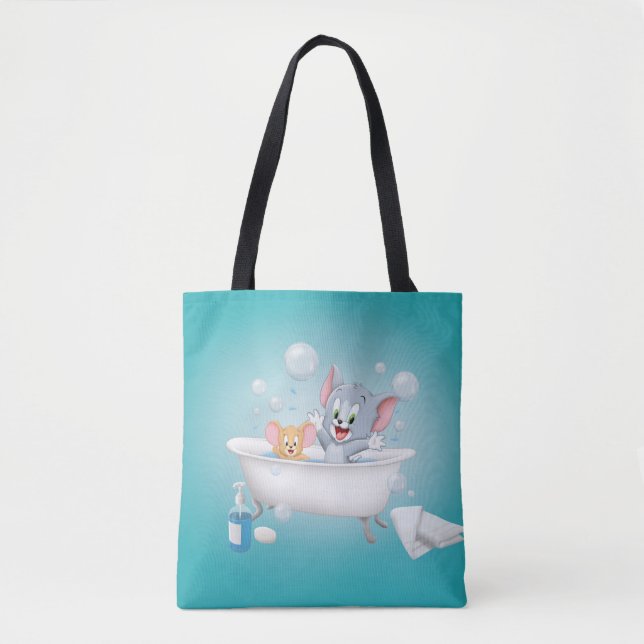 Infant Tom and Jerry Taking a Bath Tote Bag (Front)