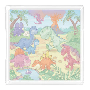 Infant Vanity Tray/Cartoon Dinosaurs Acrylic Tray