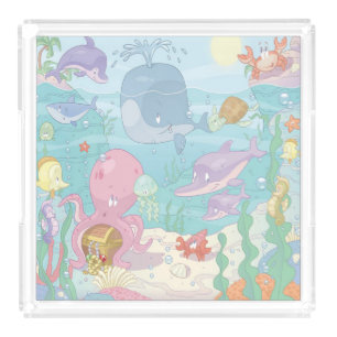Infant Vanity Tray/Cartoon Sealife Acrylic Tray