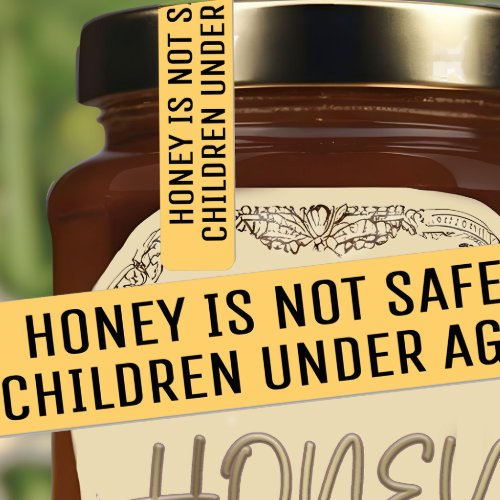 Infant Warning Honey Jar Lid Security Label Yellow