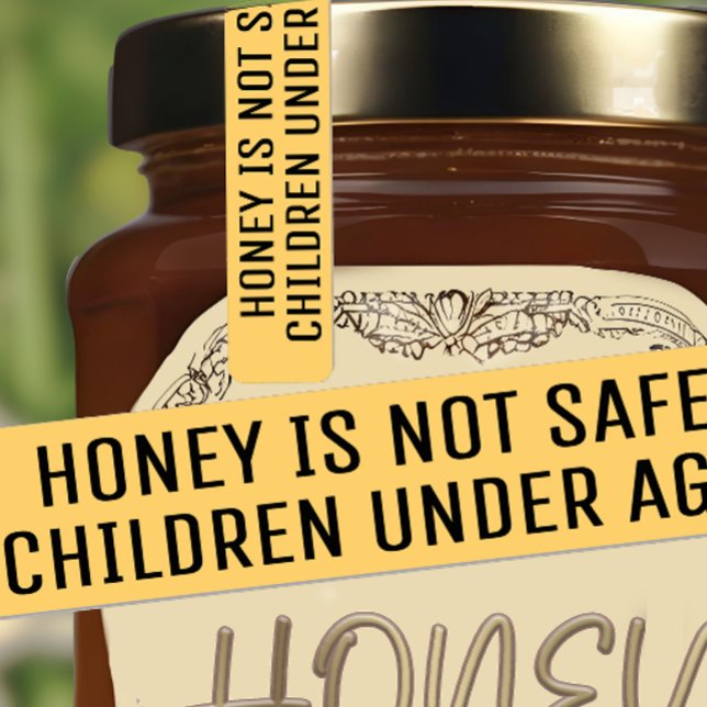Infant Warning Honey Jar Lid Security Label Yellow (Creator Uploaded)