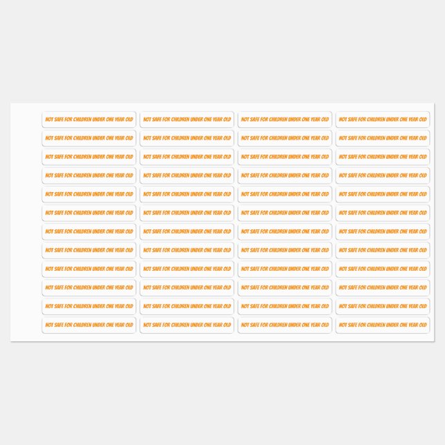 Infant Warning Honey Jar Lid Security Labels (Sheet)