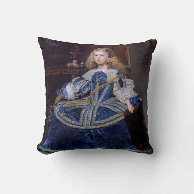 Infanta Margarita Teresa Blue Dress, Velazquez Throw Pillow (Front)