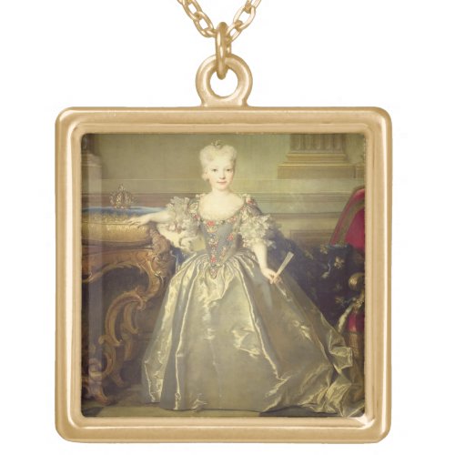 Infanta Maria Ana Victoria de Borbn 1724 oil on Gold Plated Necklace