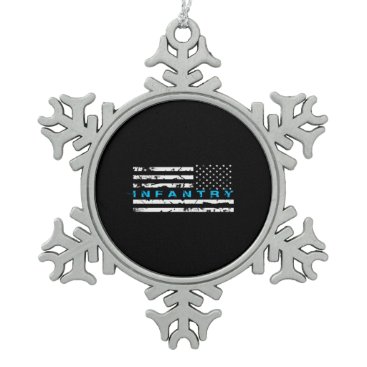 Infantry Blue - Flag Snowflake Pewter Christmas Ornament Infantry Blue - Flag Snowflake Pewter Christmas Ornament