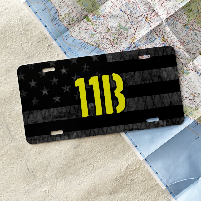 Infantry Subdued American Flag License Plate (In Situ)