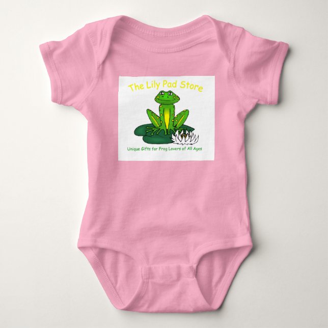 Infant's Frog on a Lily Pad Pink Bodysuit (Front)
