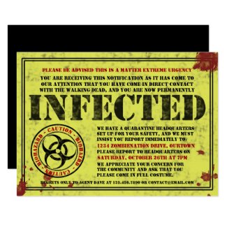 Infected Notice Zombie Halloween Party Invitations