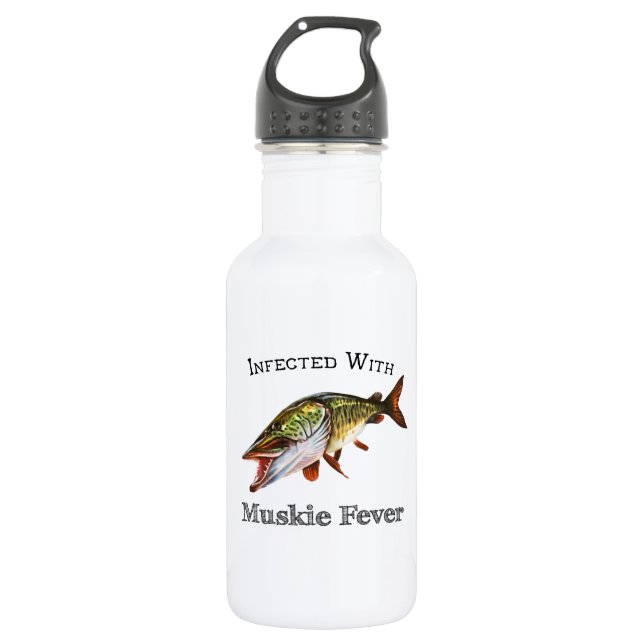 Infected With Muskie Fever Stainless Steel Water Bottle (Front)