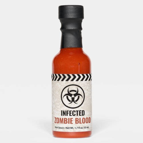 Infected zombie blood bottle label hot sauces