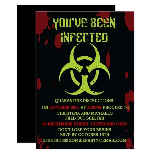 Infected Zombie Halloween Invitation